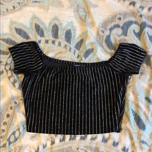 Glitter Pin Stripe Velvet Crop Top
